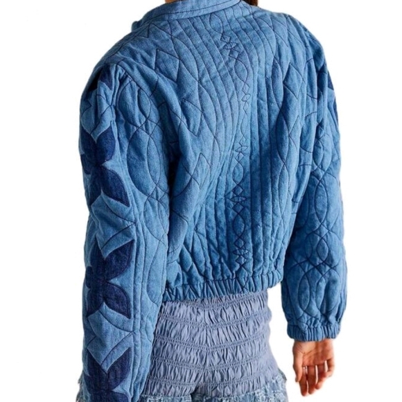 Women Quilted Jacket Lightweight Casual Floral Pattern Button Front Cardigan - Picture 3 of 3